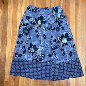 WHITE STUFF Linen Old Money Resortwear Floral A-Line Women's Button Midi Skirt